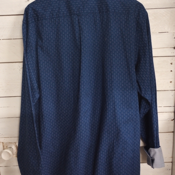 Izod Premium Essentials Classics Mens Large Blue Dot Printed Long Sleeve - Picture 5 of 8
